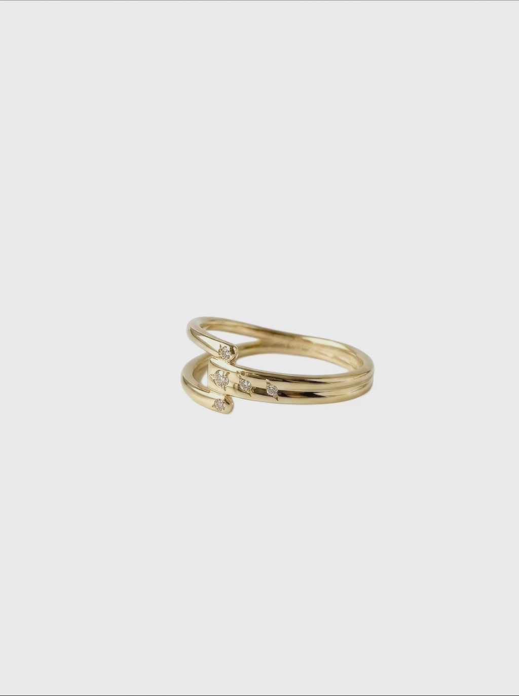 Gold ring with diamonds slow motion render video